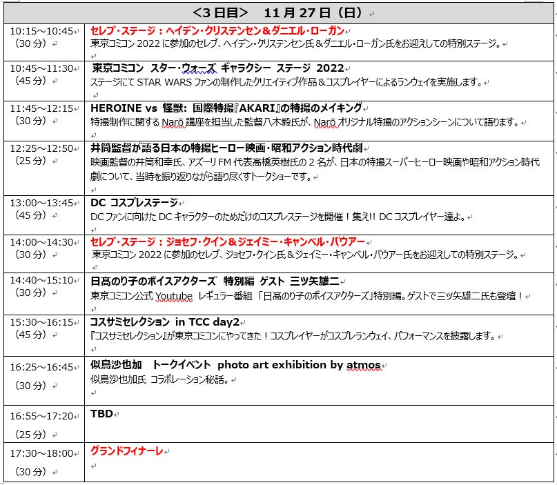 【東京コミコン】来日セレブ登壇ステージから、大人気コスプレステージまで、ステージスケジュール情報が解禁！のサブ画像6