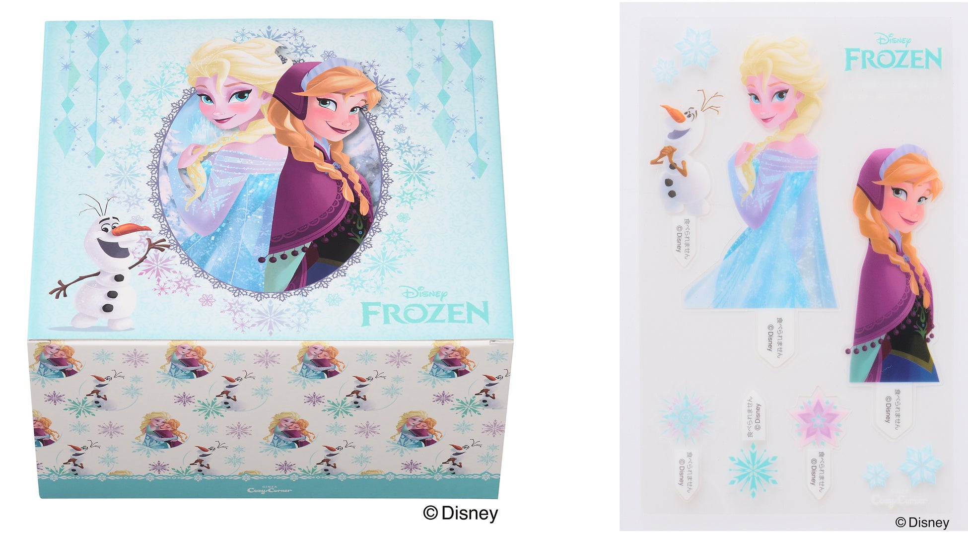 【銀座コージーコーナー】『アナと雪の女王』やディズニープリンセスがモチーフ♪　ディズニーデザインのひなまつりスイーツに新作2品が登場！のサブ画像3_左：専用BOX　　右：ケーキに飾って楽しめる別添ピックシート