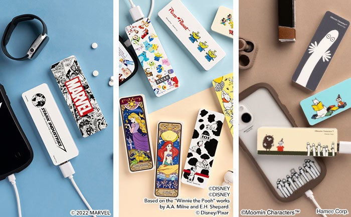 Hameeから、ディズニー、ピクサー、マーベル、ムーミンの軽量でスリムなモバイルバッテリーが新発売のサブ画像1