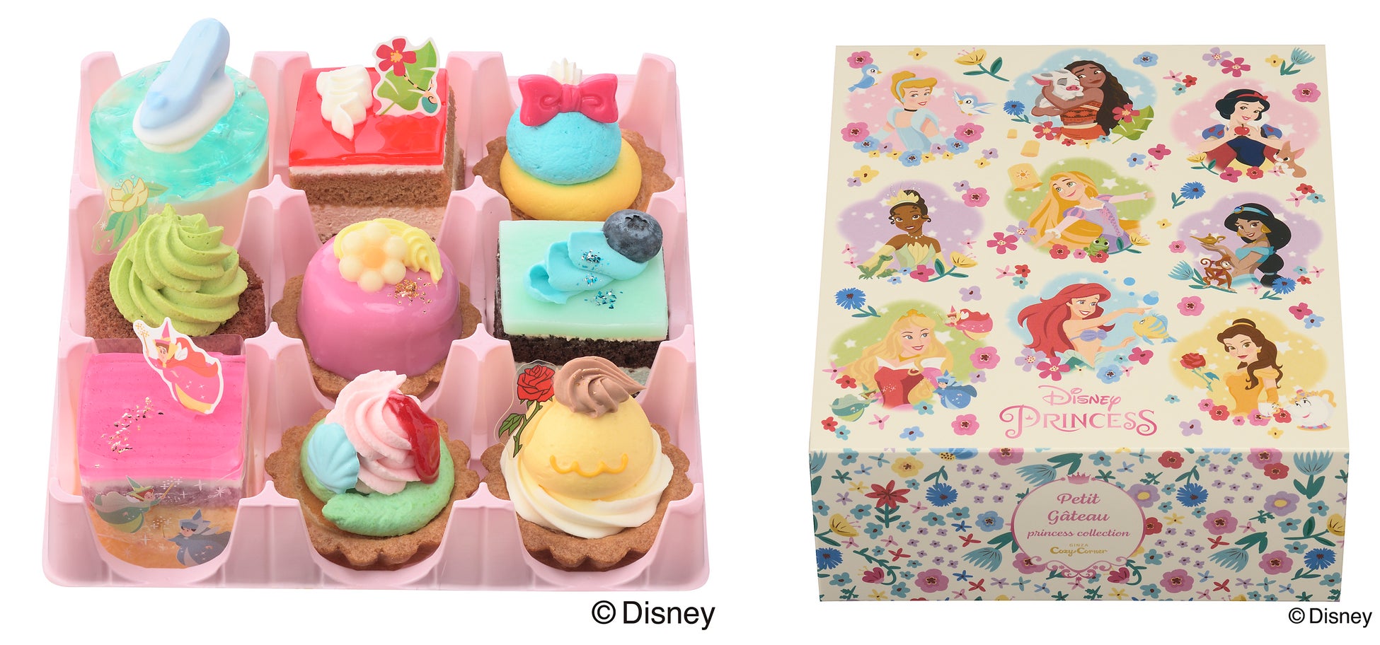 【銀座コージーコーナー】憧れのディズニープリンセスをプチケーキにデザイン♪　＜ディズニープリンセス＞コレクションが登場！のサブ画像2_右：専用BOX