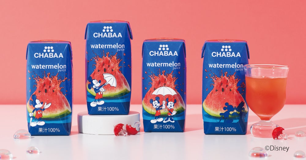 ミッキー＆ミニーの特別限定パッケージが発売５周年記念に登場！「CHABAA ウォーターメロンジュース　ディズニーデザイン」のサブ画像1