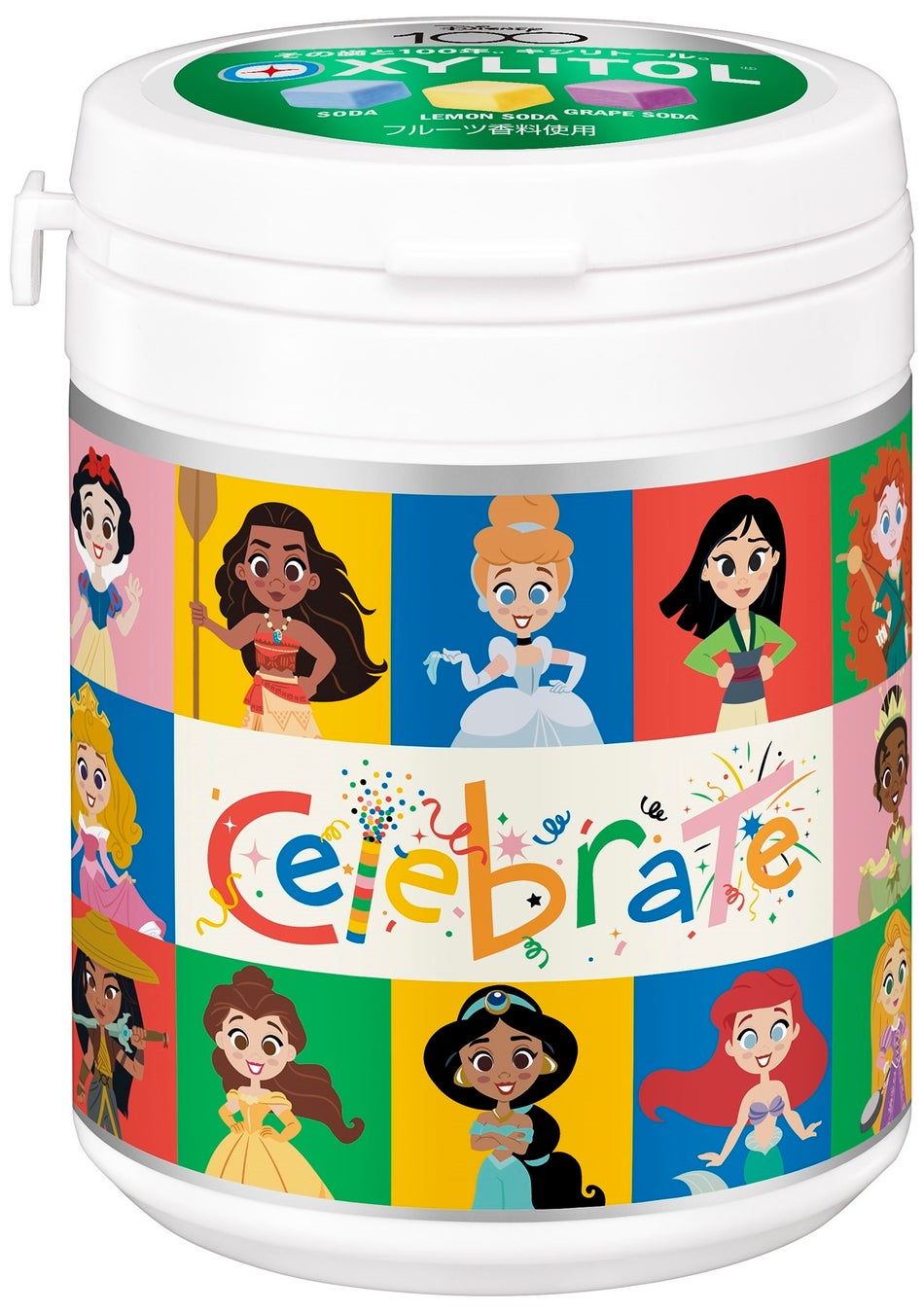 キシリトールガム　ディズニー創立100周年限定デザイン第2弾！「キシリトールガム ENJOY CUBEアソートボトル」2023年9月5日（火）秋冬の期間限定で全国発売のサブ画像7_プリンセス大集合