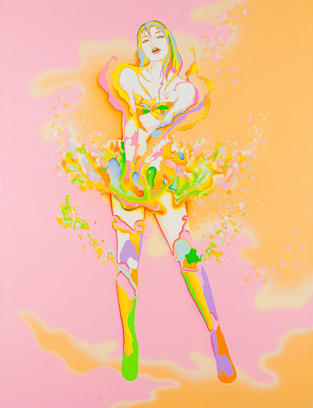 境界を更新しつづける「美人画」の行方｜高橋宣光個展『The Frontier of Edge』のサブ画像2_高橋宣光《Edge-001P》2023, 145.5 × 112.1cm, パネル, カンバス, アクリル, ジェッソ, エアーブラシ