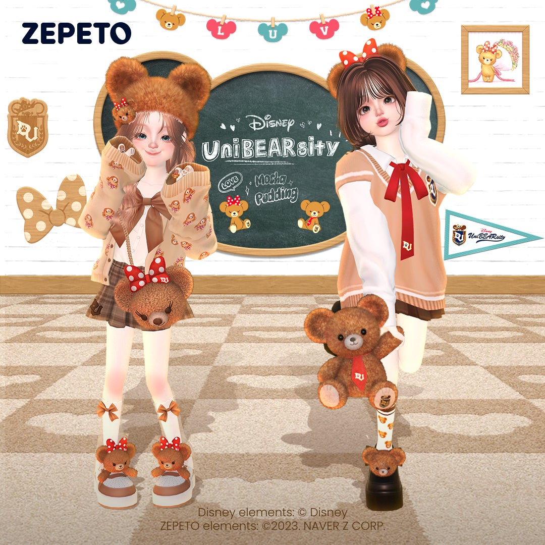 秋を先取りした「UniBEARsity」のアバターファッションがZEPETOでリリース！さらにアイテムをまとったアバターのムービーが全国のディズニーストアの店頭スクリーンでもオンエア！のサブ画像1