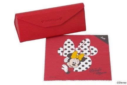 Zoffディズニーコレクション10周年記念 ファンと創る 夢のディズニーデザインメガネ「Disney Collection created by Zoff “＆YOU”」のサブ画像7_付属品：ミニーマウスモデル専用オリジナルデザインのメガネ拭きと、持ち運びに便利な折りたたみ式ケース