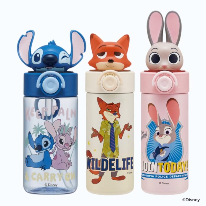 【ディズニー ズートピア スティッチ】かわいい立体マスコット付きストローボトルが新登場！スティッチ：発売中。ニック・ワイルド／ジュディ・ホップス：7月中旬発売予定。のメイン画像